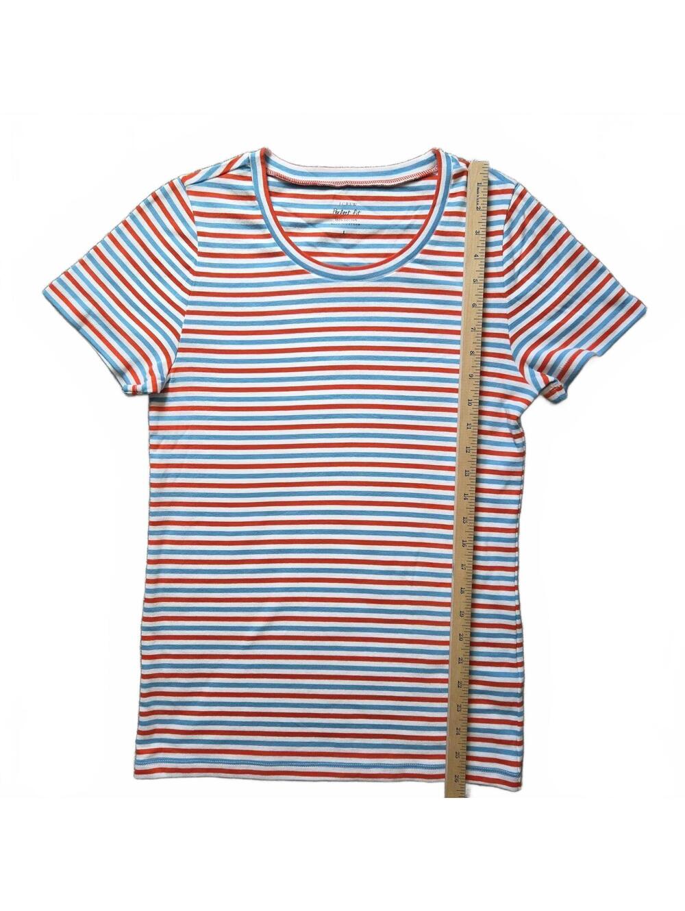J.Crew Perfect Fit Striped Cotton T-Shirt Large - Picture 5 of 7